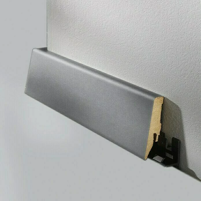 Auslauf ❤️ BAUHAUS LOGOCLIC Sockelleiste K58 D Edelstahl Matt 2,6 M X 19 Mm X 58 Mm, Gerade ❤️ 1 Auslauf ❤️ BAUHAUS LOGOCLIC Sockelleiste K58 D Edelstahl Matt 2,6 M X 19 Mm X 58 Mm, Gerade ❤️