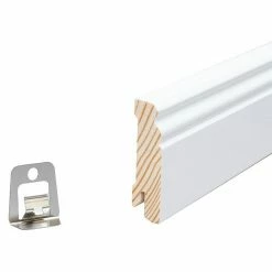 Bestes Angebot 🧨 BAUHAUS Sockelleiste 2,4 M X 1,8 Cm X 7 Cm, Weiß, Lackiert 🥰 -Bodenverlegebedarf Verkäufe 12 1571